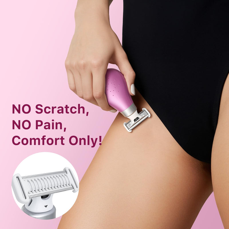 Trimcoo 2026 NEW Bikini Trimmer for Women - Small But Powerful Electric Razors, Intimate Pubic Hair/Lady Facial Painless Removal, USB-C Cordless Body Shaver for Trip, Replaceable Wet/Dry Blade, Pink
