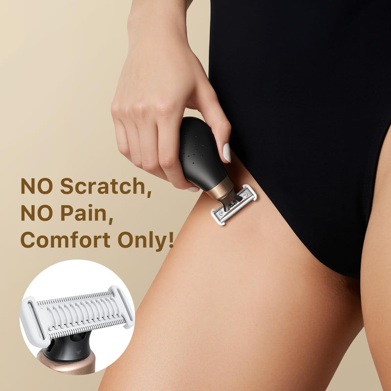 Trimcoo 2026 New Bikini Trimmer for Women - Small EButPowerful Electric Razors, Intimate Pubic Hair/Lady Facial Painless Removal, USB-C Cordless Body Shaver for Trip,Replaceable Wet/Dry Blade, Black