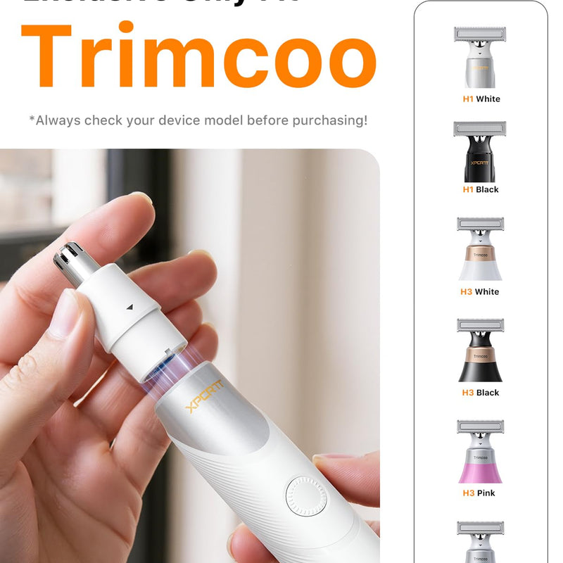 Trimcoo Genuine Magnetic Replacement Nose Hair Blades - Only Fit for H1 & H3 Body Hair Trimmer, Electric Nose & Ear Hair Trimmer, Easy Snap-On & Rinseable, Durable Stainless Steel, 1 Pack (White)