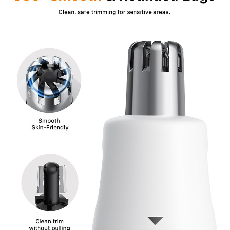 Trimcoo Genuine Magnetic Replacement Nose Hair Blades - Only Fit for H1 & H3 Body Hair Trimmer, Electric Nose & Ear Hair Trimmer, Easy Snap-On & Rinseable, Durable Stainless Steel, 1 Pack (White)