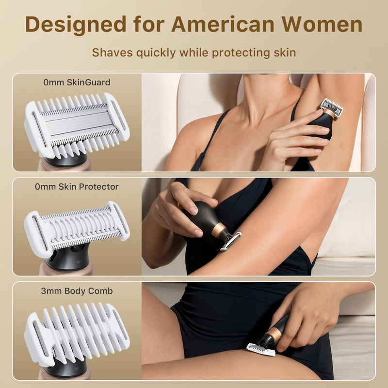 Trimcoo 2026 New Bikini Trimmer for Women - Small EButPowerful Electric Razors, Intimate Pubic Hair/Lady Facial Painless Removal, USB-C Cordless Body Shaver for Trip,Replaceable Wet/Dry Blade, Black