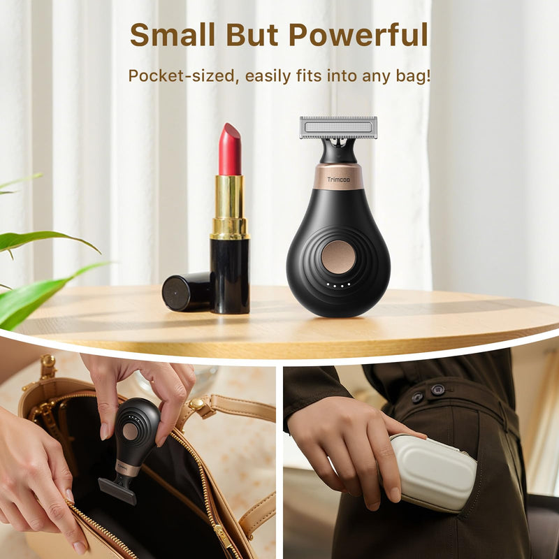 Trimcoo 2026 New Bikini Trimmer for Women - Small EButPowerful Electric Razors, Intimate Pubic Hair/Lady Facial Painless Removal, USB-C Cordless Body Shaver for Trip,Replaceable Wet/Dry Blade, Black