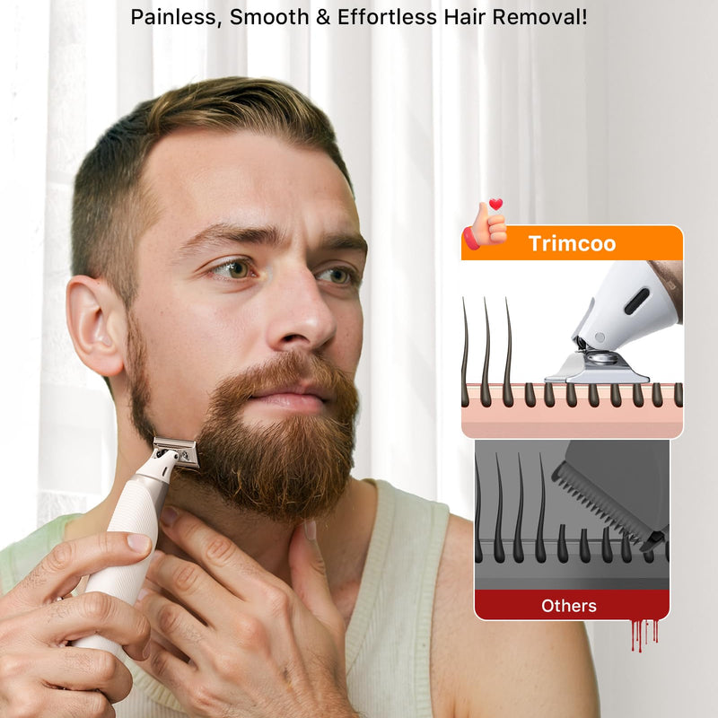 Trimcoo Magnetic Replacement Blades, Genuine Replacement Blades for H1 & H3 Electric Shaver and Trimmer, Easy Snap-On & Rinseable, Durable Stainless Steel, Trim, Edge and Shave, 3 Pack，White