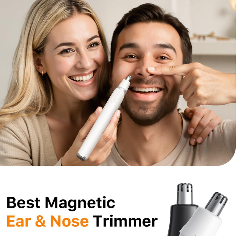 Trimcoo Genuine Magnetic Replacement Nose Hair Blades - Only Fit for H1 & H3 Body Hair Trimmer, Electric Nose & Ear Hair Trimmer, Easy Snap-On & Rinseable, Durable Stainless Steel, 1 Pack (White)